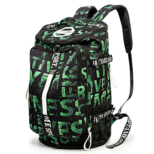 Gym Duffle Bag Backpack,4‑Way Waterproof with Shoe Compartment Travel Laptop - color: Green