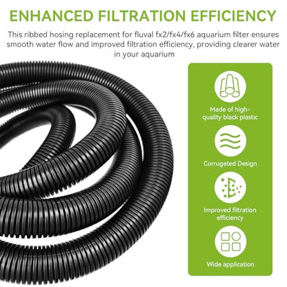 A20236 Ribbed Hosing Replacement for Fluval FX2/FX4/FX6 Canister Filters (A214, A218 and A219), Aquarium Filter Replacement Part, 13.25FT, Easy to Replace