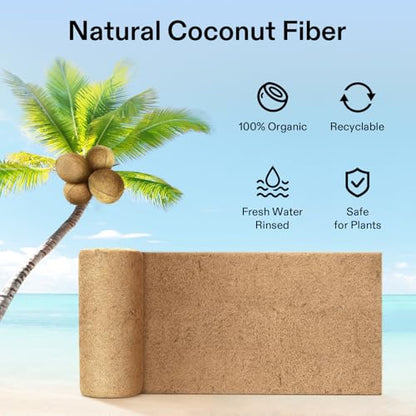 VIVOSUN Coco Liner Roll 16x120 in, 100% Natural Coconut Fiber Mat, Thickened Coir Liner for Planters, Hanging Baskets, Garden Decoration, DIY Crafts, Pet Pads & Reptile Carpet - size: 16"W x 120"L