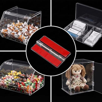 Thinp 4 Pcs Self Adhesive Clear Plastic Hinges, 65x40mm Acrylic Hinge-Transparent Folding Plastic Hinges for Crafts Aquarium Lid Cabinet Furniture Display Stand