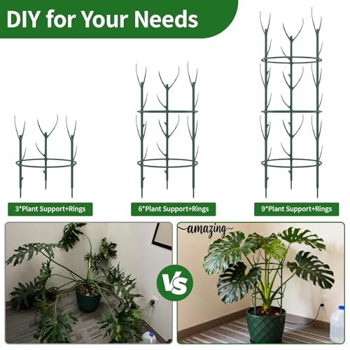 30Pcs Stackable Monstera Plant Support Stakes for Indoor Plants, Climbing Plant Support Kit with Stem Supports & Garden Wire for Philodendron, Pothos & Vine Plants