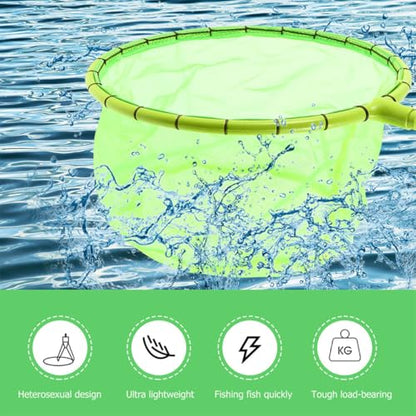 BESPORTBLE Fishing Net Head 30cm Diameter Fluorescent Green Fishing Landing Net Replacement Mesh Pouch for Outdoor Anglers