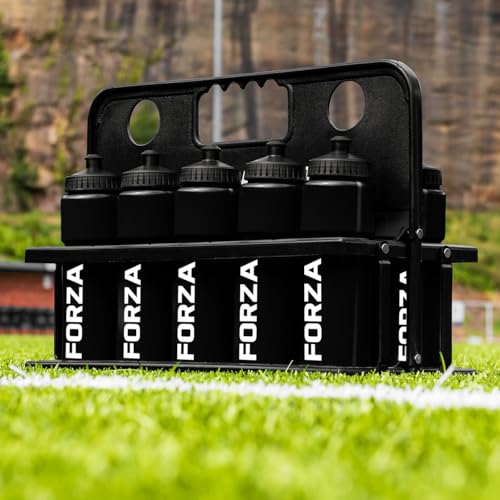 FORZA Team Sports Water Bottles | 25oz Capacity with Portable Carry Bag or Foldable Carrier - BPA-Free Plastic for Hydration on the Go (Foldable Carrier, Black) - color: Black, style: Foldable Carrier