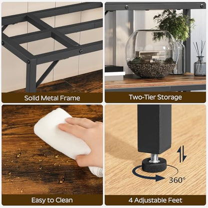 MAHANCRIS Fish Tank Stand and Litter Box Enclosure Bundle, Aquarium Stand with 2-Tier Storage Shelves, Hidden Litter Box Furniture with Scratch Pad, for Home Living Room, FTHR2001-CWBZ3201
