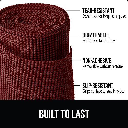 GORILLA GRIP powerGRIP Drawer Shelf and Cabinet Liner, Thick Strong Hold, Non-Adhesive Liners Protect Kitchen Cabinets and Cupboard, Bathroom Drawers, Easy Install, Breathable Mat, 12" x10', Red - color: Red, style: 12" x 10'