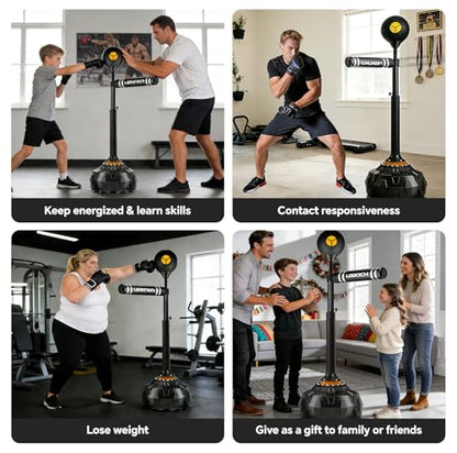 Freestanding Reflex Bag,360° Punching Bag Spinning Bar with Stand,Height Adjustable for Boxing Speed Trainer- for Adults & Teenagers.