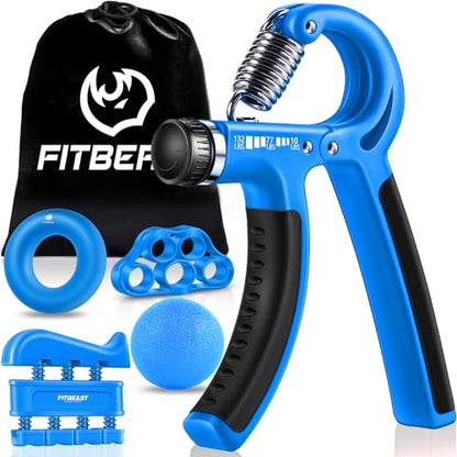 FitBeast Grip Strengthener Forearm Strengthener Hand Grips Strengthener Kit - 5 Pack Adjustable Resistance - color: Light Blue