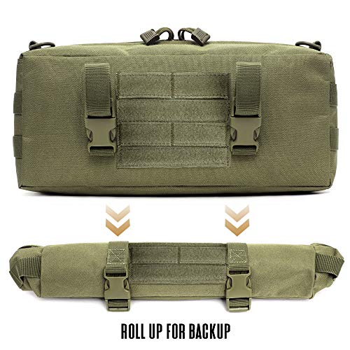 WYNEX Large Molle Pouch, Side Admin Sustainment Pouch for Tactical Backpack | Molle Attachments Bag, Vertical Pack for Military Assault Backpack Army Rucksack, with Shoulder Strap for Use as Sling Bag - color: Army Green (upgraded) - 2 Packs