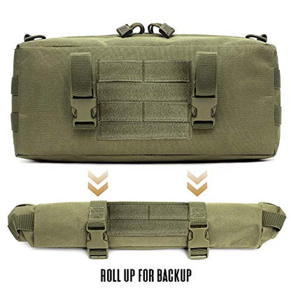 WYNEX Large Molle Pouch, Side Admin Sustainment Pouch for Tactical Backpack | Molle Attachments Bag, Vertical Pack for Military Assault Backpack Army Rucksack, with Shoulder Strap for Use as Sling Bag - color: Army Green (upgraded) - 2 Packs