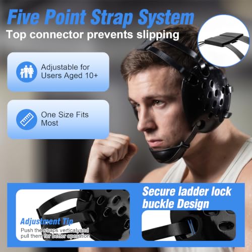 Wrestling Headgear Black Wrestling Adjustable Ear Guard for Training Practice Competition - size: 11 point