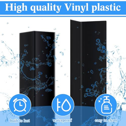 10 Pcs Wall Corner Protector Guards, Vinyl 3/4 x 48 Inches Corner Trim Molding, Avoid Scratching Scuffs, Ease Install and Cleaning for Door Countertop Furniture Cabinet Protection, Black