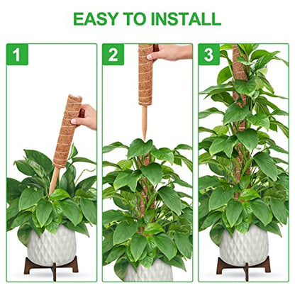 GROWNEER 24 Inch Moss Pole for Plants Indoor, 2 Pcs 15 Inch Stackable Coir Totem Monstera Support, Moss Sticks with 15pcs Labels and 78in Garden Ties, Stake for Climbing Snake Plants Indoor - size: 24 Inches