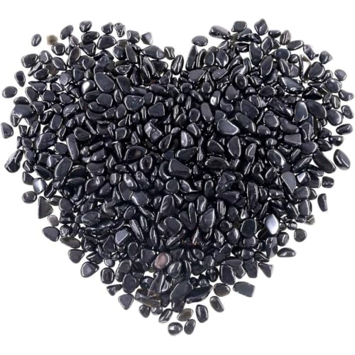 2 Lbs/920g Black Obsidian Quartz Crystal Stones Irregular Decorative Rocks Aquarium Pebbles Gravels for Fish Turtle Tank/Succulent Plants/Air Plants Decoration (Fill 2 Cups)