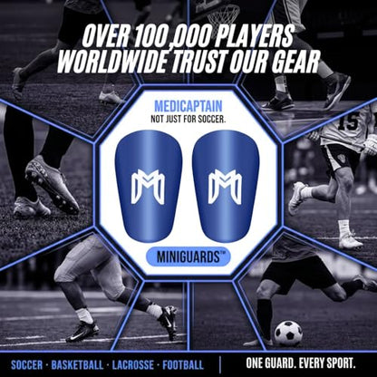 MediCaptain MiniGuards - Mini Shin Guards for Soccer Players - Tiny Shin Pads for Men, Women, Teens - Miniature Shin Guards 3.9 x 2.4 inch - Perfect for High Level Soccer Athletes - color: Blue