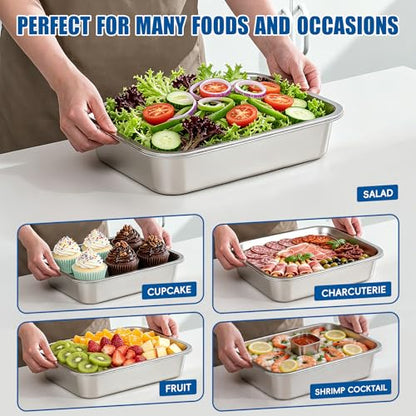 3-Set 14“ X 10.4” Shrimp Cocktail Serving Dish with Ice Tray, Chilled Serving Trays to Keep Food Cold for Patry, Cooling Charcuterie Board for Appetizer Salad Fruit Buffet Parties, Dishwasher Safe - size: 3-Set Square