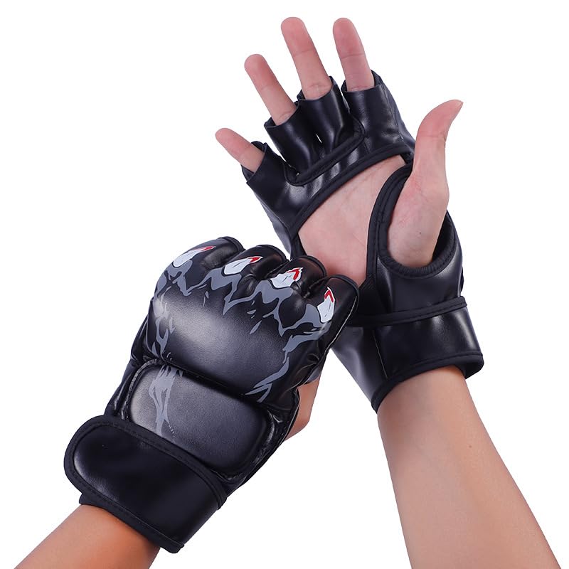 Punch Bag Boxing Gloves Muay Thai Karate Gloves for Men Women Boxing Mitts MMA Body Combat Taekwondo Training Martial Art Fighting Grappling UFC Cage Fighting - color: Black1