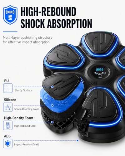 Music Boxing Machine for Kids-Interactive Wall Mounted Punching Target with Sound & Lights,Smart Boxing Trainer Machine Fitness Game Gymnastics Equipment for Home,Birthday Gift for Boys Girls Age 3-12 - color: Black-adult