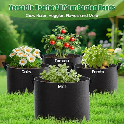 10 Gallon Grow Bags 4 Pack – 300G Thickened Fabric Plant Pots with Reinforced Handles, Breathable Drainage Planters for Vegetables, Tomatoes, Herbs, Indoor & Outdoor Gardening
