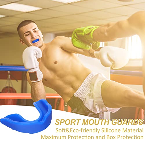BBTO 6 Pack Kids Youth Mouth Guard for Football Sports, Boys Girls Mouthguard with Case, Soft Mouth Guard for Hockey Boxing Basketball, Ages 4+ - color: Blue
