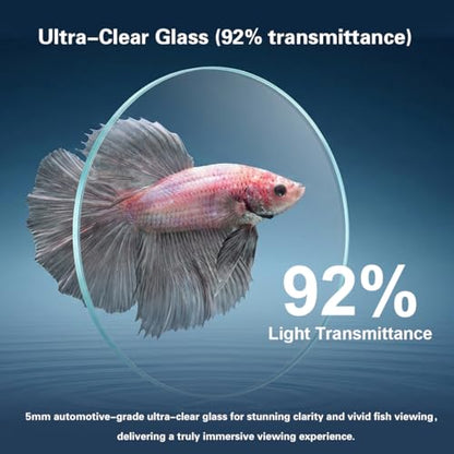 Fish Tank Kit,1.2 Gallon Small Aquarium,Ultra-Clear Nano Aquarium,Betta Fish Tank,Small Fish Tank,Aquarium Starter kit with Light,Filter,Pine Skin Stone,Sand and Artificial Plants - size: 5.9"L x 5.9"W x 7.87"H
