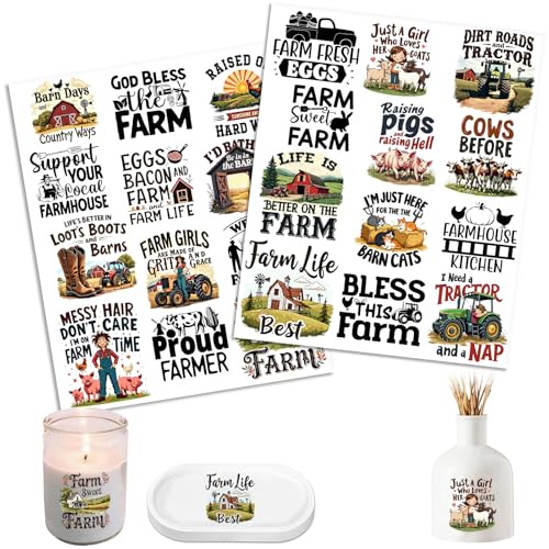 UV DTF Cup Wrap Transfer Stickers, 2 Sheets Farm Quotes Rub On Transfers for Tumblers Glass Cups Mugs Water Bottles - style: Farm Quotes