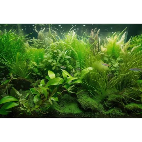 Underwater Aquarium Background Diverse Collection of Aquatic Plants Fish Tank Background Lush Green Seagrass Aquarium Terrarium Background Jungle Style Reptile Habitat Background Vinyl 30x12in - color: Grass Green, size: 30(W)x12(H)in