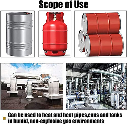Adjustable Metal Drum Heater, Silicone Pail Heater Pad with 30‑150℃ Thermostat, Flexible Temperature Control for Oil Drums & Liquefied Tanks - Digital Display
