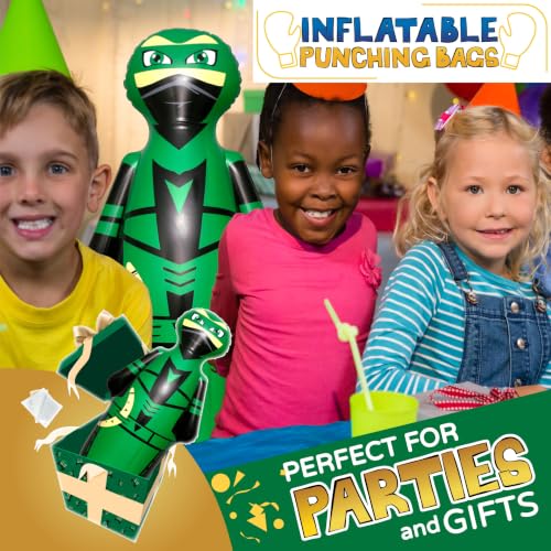 INFLATABLE DUDES Kids Punching Bag- Bop Bag | Sand-Base - color: Green Archer Standard Ninja | Pre-filled with Sand, size: 47"