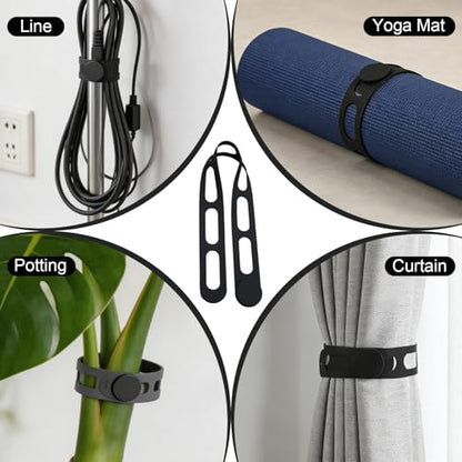 Delphinus 4 Pack Reusable Silicone Latch Strap | For Slow Cooker Lid Pot & Food Storage, Bundling or Organizing, Curtain Cord, Yoga Mat Camping Mat, Dishwasher Safe