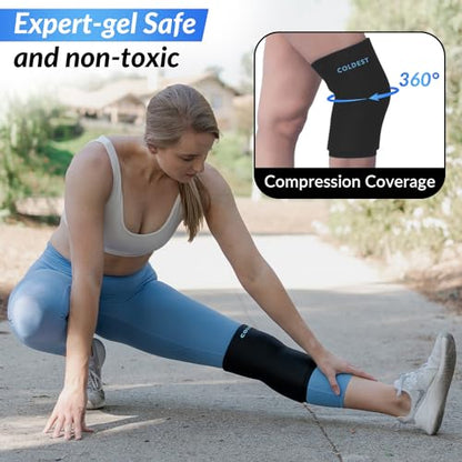 Coldest Knee Ice Pack 360 - Knee Pain Relief Compression, Reusable Gel Ice wrap for Leg Injuries, Swelling, Knee Replacement Surgery, Cold Compress Therapy for Arthritis, Meniscus Tear and ACL (Small) - size: Small