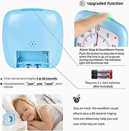 Secura 60-Minute Visual Timer, Silent Study Timer for Kids and Adults - color: Blue