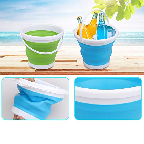3L Jumbo Foldable Buckets, Sand Beach Toy Silicon Pails for Kids Adults, Collapisible Water Buckets Sandbox Kit Tool Multi Use for Outdoor, Cleaning Washing, Camping, Traveling, Towels, Picnic 3 Pack - style: Round