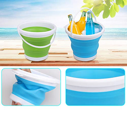 3L Jumbo Foldable Buckets, Sand Beach Toy Silicon Pails for Kids Adults, Collapisible Water Buckets Sandbox Kit Tool Multi Use for Outdoor, Cleaning Washing, Camping, Traveling, Towels, Picnic 3 Pack - style: Round