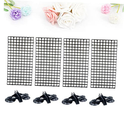 ORFOFE 30x15cm Grid Divider for Fish Tank Spliced Lattice Plate Aquarium Supplies 4 Suction Cups - color: Black