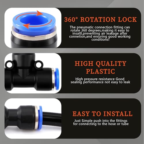 60 PCS Push to Connect Fittings 1/4 Inch Assortment Kit OD 1/4" Tube to 1/4" 1/2" 3/8" 1/8" NPT Thread Air Hose Quick Connect Fitting Air Line Fittings Quick Release Fitting - size: 60pcs kit