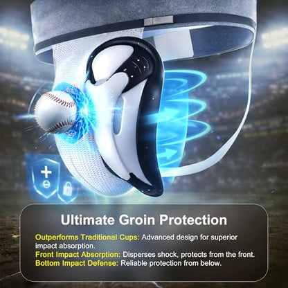 EALER Men's & Boys Lightweight Vented Athletic Cup — Soft-Rim Comfort Groin Protector, Shock-Absorbing Impact Guard for Baseball, Football, Lacrosse, Hockey, Boxing & MMA — Youth & Adult - size: Small