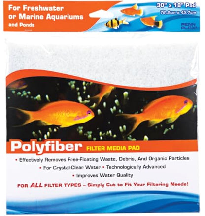 Penn-PLAX Poly Fiber Aquarium Filter Media Pad – Easy to Cut into Any Size Your Filter Requires – 30” x 18” - size: 30" x 18", style: Poly Fiber