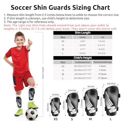 Shin Guards Soccer Kids Toddler, Shin Guard for Boys Girls 2-18 Years Old - color: Black, size: Small