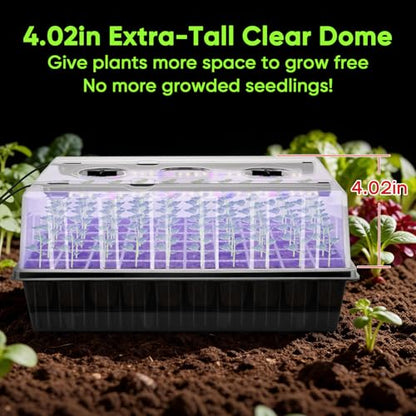 120-Cell Self-Watering Seed Starter Tray with Grow Light, 1-24H Timer, Seed Starter Kit with 4.02" Humidity Dome, Seedling Tray for Indoor Plant Starter, Plant Germination Trays-Black - color: Black