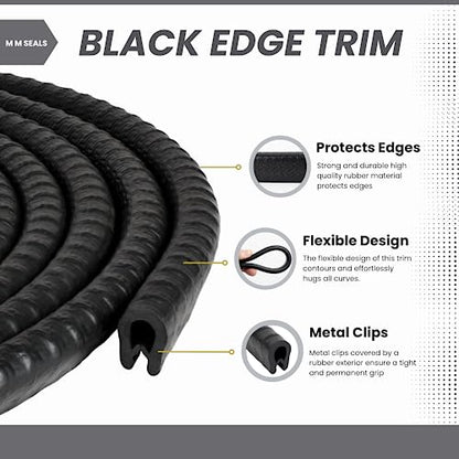 Edge Trim Black Small, Fits Edge 1/16 to 1/8 Inch, Length 10 Feet (3 Meter)