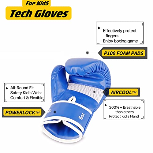 Boxing Gloves for Kids & Toddler & Youth - color: Blue, size: 6oz