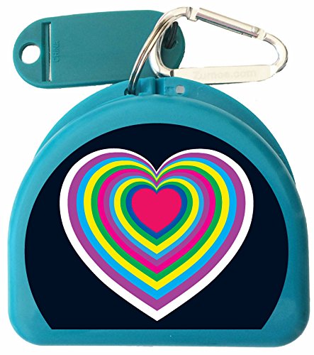 Mouth Guard Case, Retainer Case, Mouthguard Case - Hearts - color: Aqua