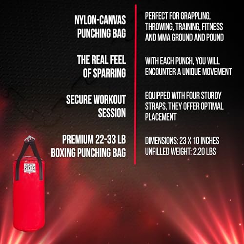 CLETO REYES Heavy Hanging Punching Bag for Adults Boxing Training Equipment, MMA, Kickboxing, Muay Thai, Nylon-Canvas, Small, Classic Red - size: Filled