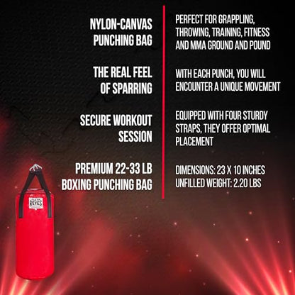 CLETO REYES Heavy Hanging Punching Bag for Adults Boxing Training Equipment, MMA, Kickboxing, Muay Thai, Nylon-Canvas, Small, Classic Red - size: Filled