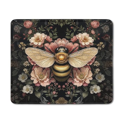 Vintage Moody Floral Bee Mouse Pad, Bee Lover Gifts, Dark Cottagecore Botanical Bumblebee Insect Mouse Pads Mousepad for Home Office Dorm Computers Laptop Supplies Desk Accessories, 9.5x7.9 Inch - color: 10Child