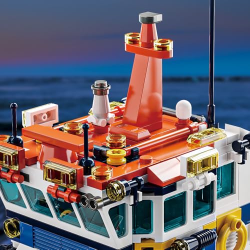 RiceBlock 782 Pieces City Ship Building Blocks Sets, Ocean Exploration Team Building Toys, Expedition Boat Model Kits