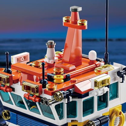 RiceBlock 782 Pieces City Ship Building Blocks Sets, Ocean Exploration Team Building Toys, Expedition Boat Model Kits