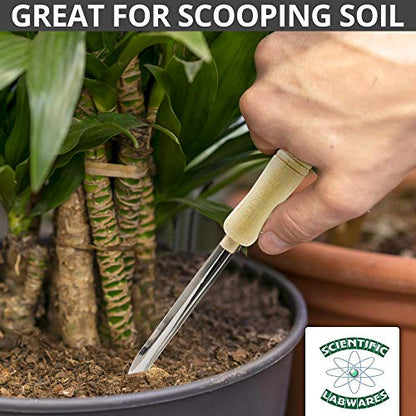 Lab Scoop Spatula with Wooden Handle - Pack of 6 - Soil Scooper Gardening Classroom Research Laboratory Veterinary Feeder