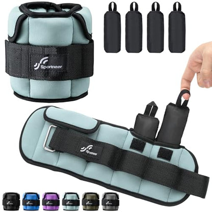 Sportneer Adjustable Ankle Weights with Removable Weights, Easy to Adjust - color: Light Blue