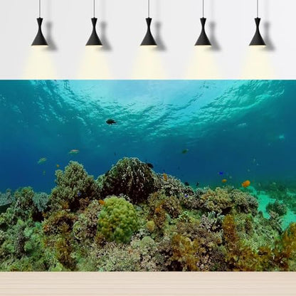 Under The Sea Aquarium Background Underwater Tropical Fish Coral Reef Terrarium Backgrounds Ocean World Theme Fish Tank Background Blue Sea Fish Tank Backdrop Coral Tank Decorations Vinyl 72x24in